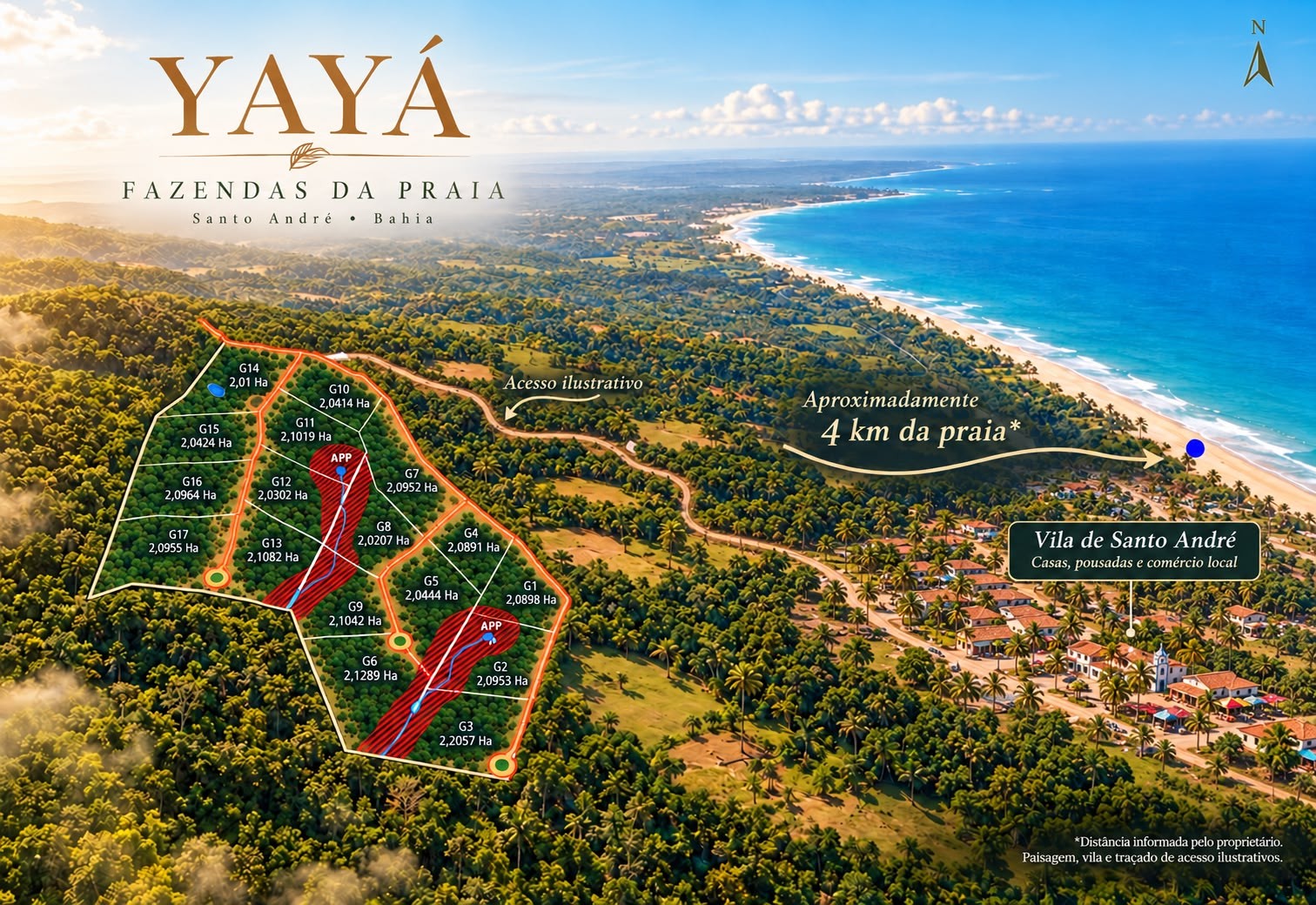Mapa ilustrativo do Yayá Fazendas da Praia